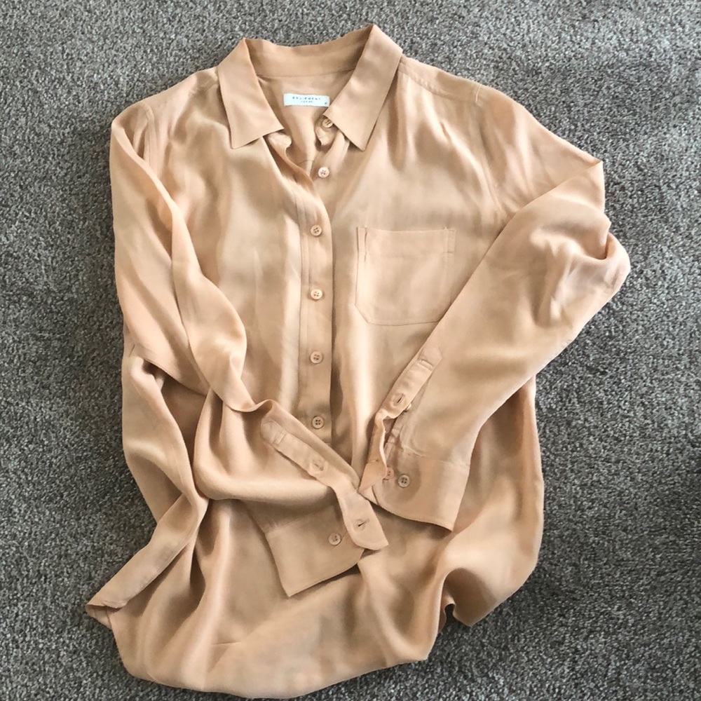Equipment blush pink silk henley